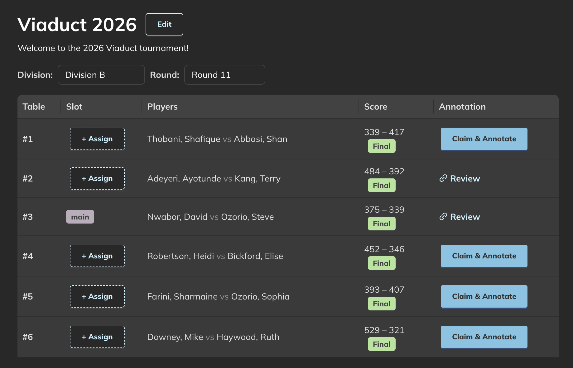 Live Tournament Broadcasts on Woogles